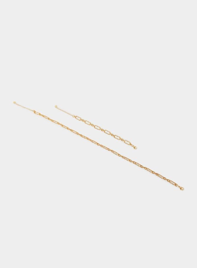 ستايلي طقم من عقد سوار وسلسلة بارزة الملمس - Image 1